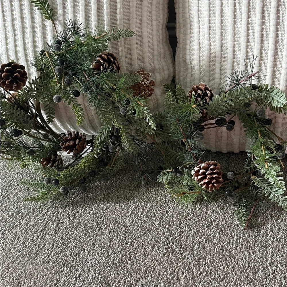 Festive Green and Brown Holiday Wreath set.  One medium and one small